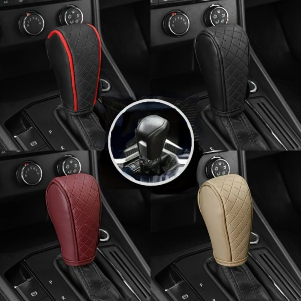 Universal Faux Leather Anti-slip Car Gear Shift Knob Cover Black Auto Parts Car Stall Anti-slip Case Driving Control Cover - Image 4
