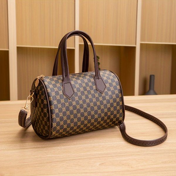 Vintage Polka Dot Mini Crossbody Bag for Women - Lightweight Synthetic Leather with Detachable Adjustable Shoulder Strap & Zipper Closure, Compact 19.51x13.0x11.99cm, Durable Polyester Lining, Deep Brown - Perfect for Travel, Holidays & Gifts, Leather Crossbody Bag, Holiday Gift Accessory, Classic Turnlock Closure - Image 3