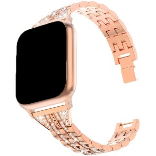Sparkling Rhinestone Band for iWatch, Colorful Rose Golden, Waterproof, Compatible with Series 1-10 & SE, Sizes 38mm to 49mm, BIIFAKOO, Ultra