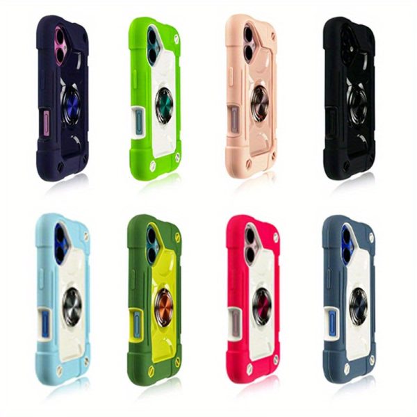 A Colorful Dual Ring Case Suitable for The Apple Iphone 16, Featuring a Durable Shell with a 360° Dual Rotating Ring Stand, a Phone Lanyard, And a 3-In-1 Protective Cover That Is Shockproof. - Image 3