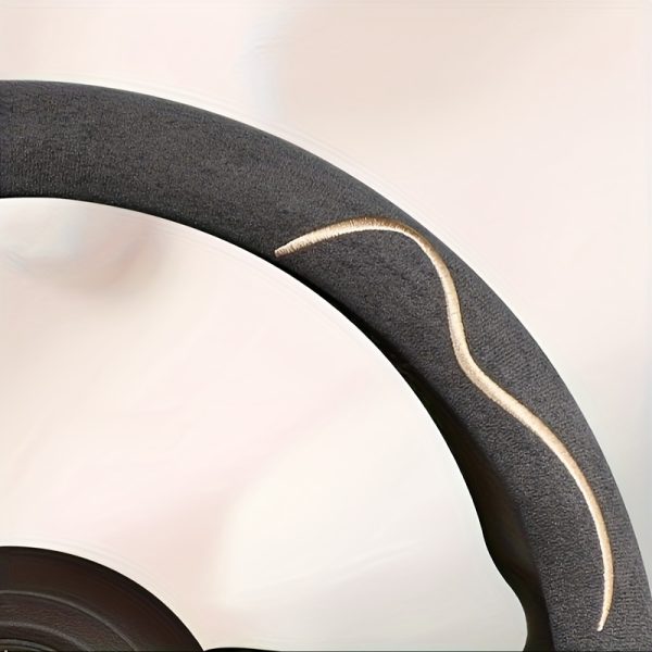 PU Leather Steering Wheel Cover - Soft Touch, Durable & Breathable, Anti-Slip Grip for 35.81-38.1 cm Wheels, Fits Sedans, SUVs, Vans, and More, Stylish Dark Gray with Golden Accents, Allseason Driving | Sleek Car Accessory | Breathable Material, Bling Steering Wheel Cover - Image 4