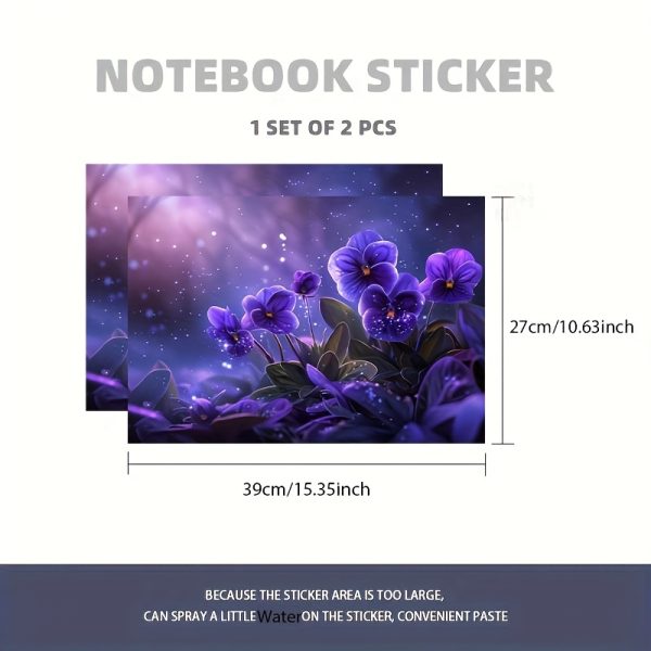 2pcs Purple Pansy Floral Vinyl Laptop Sticker Skins - Scratch-Resistant Waterproof Decals for 30.48-38.1 cm Laptops, Easy Peel & Stick No Residue, Replaceable Disposable Decoration, Perfect Digital Gift, Tech Accessory, Eyecatching Design, Scratchresistant Decal - Image 3