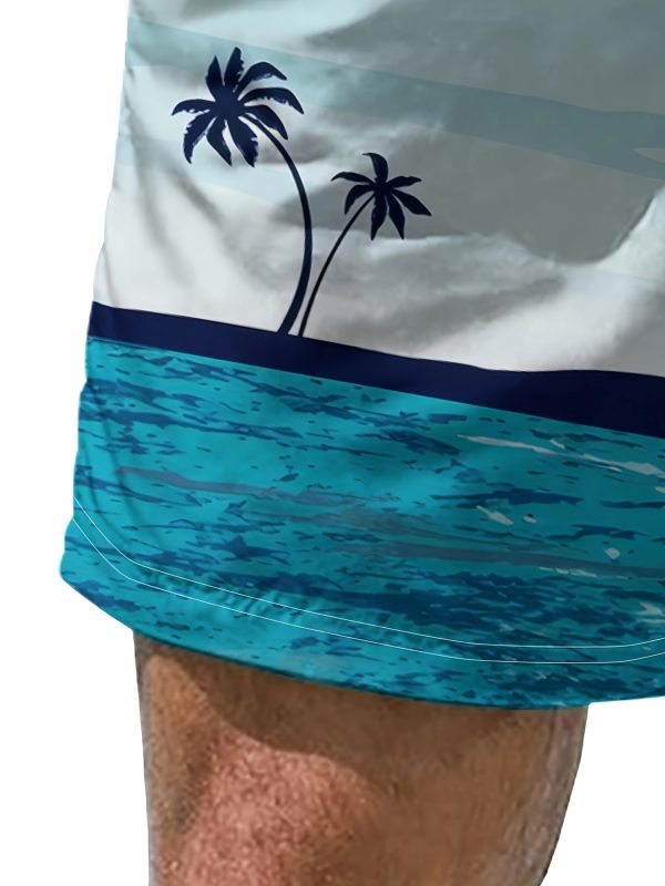 Men's Casual Palm Tree Beach Shorts - Quick-Dry, Drawstring Swim Trunks with Pockets, Perfect for Summer Vacation, Bathing Suits - Image 3