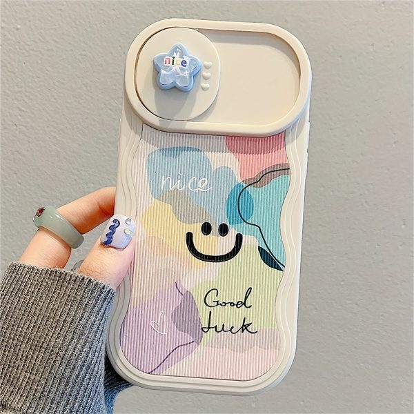 Y2K Cute 3D Star Rainbow Wave Edge Push Window Protective Soft Case For IPhone 15 Pro Max 14 Pro Max 13 12 Pro 11 Shockproof Back Cover - Image 5