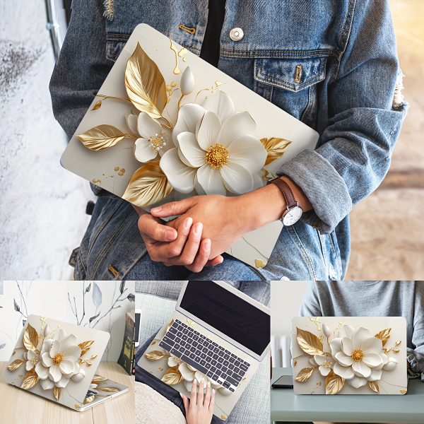 Vinyl Laptop Case with Floral Stickers, 2pcs/Set, Scratch-Proof DIY Art Protective Case, Suitable for Laptops - Easy to Paste and Durable Design Suitable for Laptops, Cars, Helmets, Motorcycles, Refrigerator Decoratio - Image 5