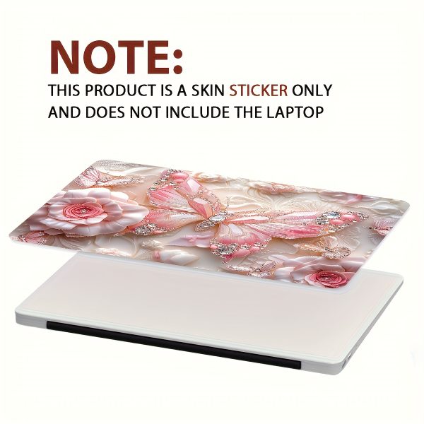 2pcs Patterned Laptop Art Butterfly and Flower Decal Protective Case, Universal Netbook Light Beige Stickers Non-Reusable Laptop Skins Waterproof and Scratch Resistant - Water-resistant, Anti-scratch, Suitable for Laptops, Cars - Image 4