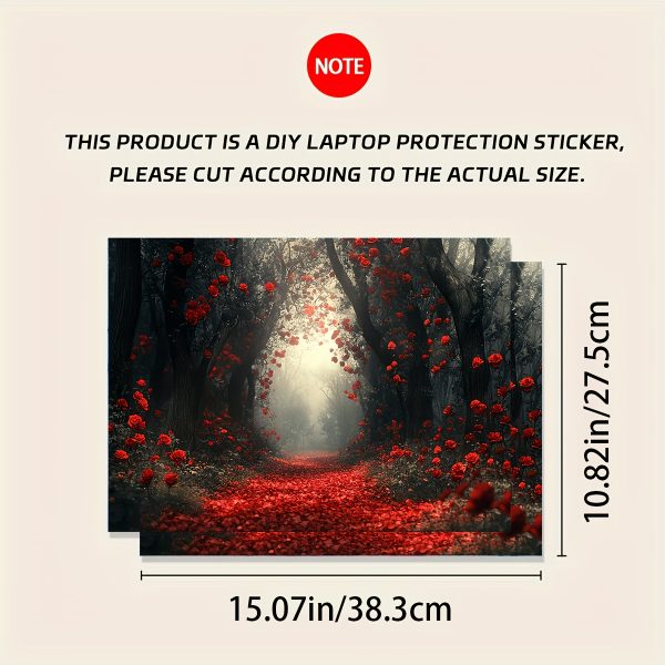 2pcs Rose Forest Laptop Art Decal Light Beige Stickers, Universal Waterproof and Scratch Resistant Laptop Skins for Laptops & Cars - Image 2