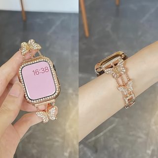 Add glory to your watch with a BIIFAKOO one double butterfly strap - Compatible with i Watch Series S10 available 9/8/7/6/5/4/3/2/1/SE/Ultra - Shiny and stylish, suitable for women 38mm 40mm 41mm 44mm 45mm 49mm