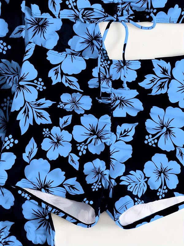 Floral Print Sexy Bikini Set with Cover-Up, Long Sleeve, High Stretch Nylon and Polyester Swimwear for Women - Machine Washable - Image 10