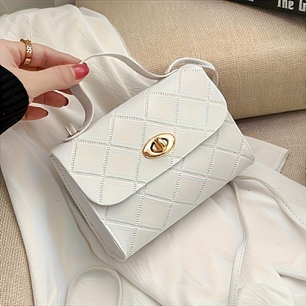 Fashionable lady's mini handbag - Fashion black with striped design, perfect for daily commuting. Women's quilted crossbody handbag, small top handle clutch, designer handbag, handbag, handbag - Image 5