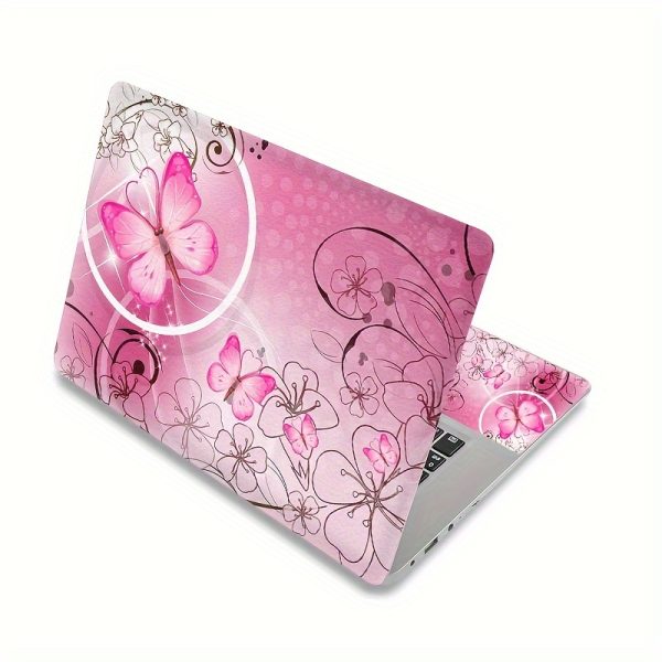 ISETTA PVC Laptop Skin Decal with Wrist Pad Stickers, Universal Notebook Cover Protector, Butterfly & Floral Design, Fits 30.48-39.62 cm, Easy Apply & Remove, Bubble-Free - Image 5