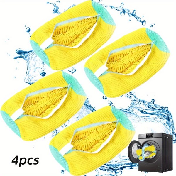 Yellow Shoe Washing Machine Bag for Washer & Dryer - Soft Chenille Laundry Bag with Noise Reduction, Oval Zipper Design & Rich Fluff Lining, Durable Polyester for Sneakers & Most Footwear, Laundry Wash Bag, Sneaker Cleaner, Noise Reduction Material, Footwear Care, Sneaker Enthusiasts, Laundry Bags - Image 10