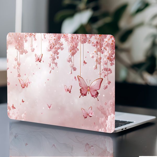2pcs Floral & Butterfly Vinyl Laptop Skins - Scratch-Resistant, Easy-to-Apply DIY Art Protective Covers for Laptops, Notebooks, Cars, Helmets, Fridge Decor - Durable PVC Material with Vibrant Pink & White Design, Cute Laptop Skins, Helmet Decoration, Whimsical Design, Longlasting Protection - Image 7