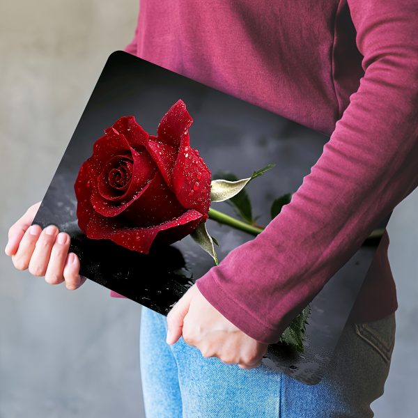 2pcs Elegant Red Rose Vinyl Laptop Stickers - Waterproof, Scratch-Resistant, DIY Art Protection for Laptops & Tablets, Perfect for Romantic Themes, Romantic Theme Accessories | Elegant Rose Design | Waterproof Sticker - Image 6