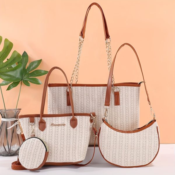 New Fashion Tote Bag for Women, Mother and Daughter Multi-Piece Set, Simple Popular Ladies' Shoulder Bag, Versatile Handbag, Woven Straw Lady's Tote - Image 12