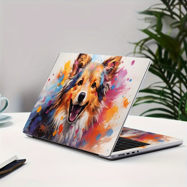 2pcs Oil Painting Puppy Laptop Stickers - Vinyl Self-Adhesive Removable Decals for 33.02-38.1 cm Laptops, No Residue Cute Dog Design for Plastic/Metal Surfaces, Disposable Pet Lover Accessories, Laptop Decoration | Playful Dog Motif | Noresidue Adhesive, Laptop Accessories - Image 7