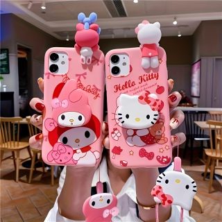Sanrio Sanrio Cartoon Mobile Phone Case with Stand, Suitable for iPhone 16/15/14/13/12/11/XS/XR/X Plus Pro Max Mobile Phone Case TPU Soft Shell Cartoon Cute and Fashionable Full-coverage Mobile Phone Case