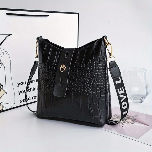 Elegant Women'S Crocodile Pattern Crossbody Bag - 4 Color Options, Zip Closure, Polyester Lined, Versatile for Commuting and Casual Outing - Image 4