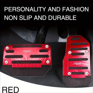 Red Non-Slip Car Pedals - Durable ABS Gas & Brake Mats for Manual/Automatic Transmission, Anti-Slip Feature, Perfect for Sports Cars, Sports Car Accessories | Ergonomic Design | Durable Car Mats