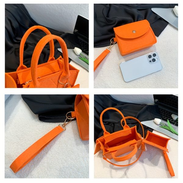 3pcs Embossed Women'S Handbag Set - Stylish Crossbody Bag, Clutch, and Wallet, Solid Color Casual Square Bag, Fashionable Fabric for Daily Use - Image 5