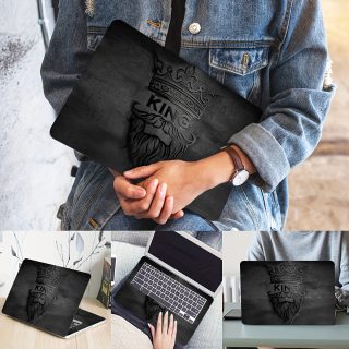 2pcs Crown King Pattern Laptop Art Decal Protective Case, Universal Netbook Light Beige Stickers Non-Reusable Laptop Skins Waterproof and Scratch Resistant - Water-resistant, Anti-scratch, Suitable for Laptops