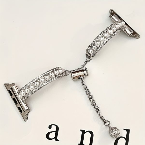 1pc Elegant Double-Row Diamond & Pearl for apple Watch Band - Luxurious Alloy Strap for Women, Compatible with 38mm to 49mm for apple Watches, Fashionable Smart Wristband (Excluding Watch), for Apple Watch Accessories | Diamond Accented Watchband | Durable Watchband, for Apple Watch Bands - Image 14