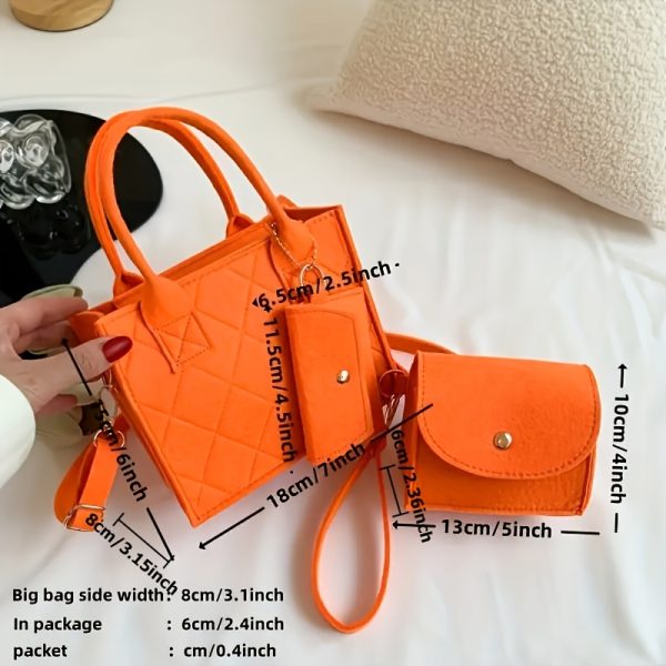 3pcs Embossed Women'S Handbag Set - Stylish Crossbody Bag, Clutch, and Wallet, Solid Color Casual Square Bag, Fashionable Fabric for Daily Use - Image 4