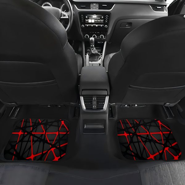 4pcs Universal Car Floor Mat Set, 3D Red and Black Design, Polyester Fiber, Anti-Slip, Absorbent, Easy to Clean, Fits All Driving Positions - Image 5