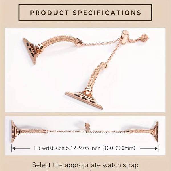 Rose Golden Star Pattern Watch Band with Artificial Gemstone, Adjustable Cord Buckle Clasp, Anti-Fall Protective Case, Compatible with iWatch Series 1-10, Valentine'S & Mother'S Day Gift - 38/40/41/42/44/45/46/49mm - Image 2