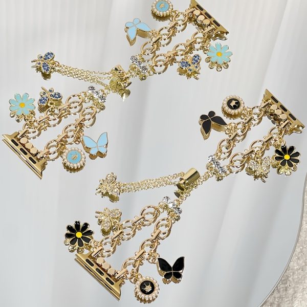 1pc Daisy Chain Apple Watch Band for Women - Alloy Jewelry Clasp Luxury Floral Charm Strap, Compatible with 38mm-49mm & Apple Watch Ultra/Series 10-1, Fashionable Smart Wristband (No Battery Needed), Apple Watch Straps - Image 11