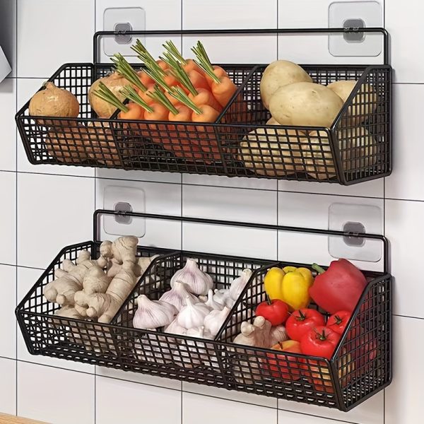 Wall-Mounted Kitchen Storage Basket - Multi-Functional Hanging Organizer, Durable Metal Rack Box for Small Bathroom and Kitchen Storage Needs, Bathroom Accessories - Image 2