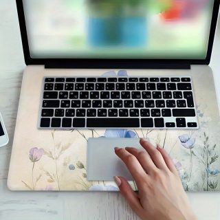 3pcs, 1pc Spare, Fearless to Fall, Self-adhesive Scratch-resistant Sticker - High Quality PVC, Suitable for Laptop Models, Laptop Light Beige Sticker, Fantasy Watercolor Flowers