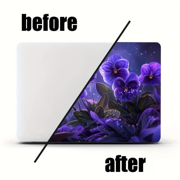 2pcs Purple Pansy Floral Vinyl Laptop Sticker Skins - Scratch-Resistant Waterproof Decals for 30.48-38.1 cm Laptops, Easy Peel & Stick No Residue, Replaceable Disposable Decoration, Perfect Digital Gift, Tech Accessory, Eyecatching Design, Scratchresistant Decal - Image 10