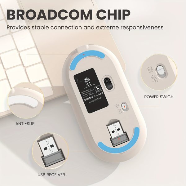 ZIYOULANG Ultra-Slim Wireless Mouse with Battery Display - 2.4G Rechargeable, Quiet Click, 1600 DPI, Compatible with PC, Mac, MacBook - Ideal for Office Use, Clicker Included, Mousepad 2.4G - Image 6