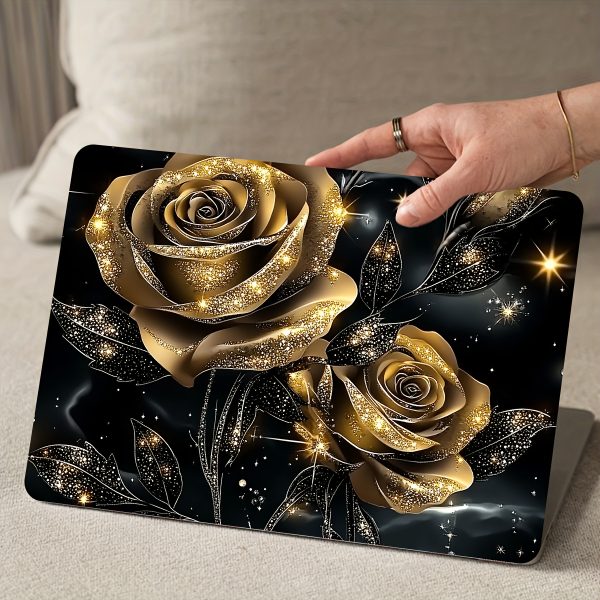 Set of 2 Golden Rose Scenic Pattern Stickers for Computers And Cars: Waterproof And Scratch-Resistant, Suitable for All Laptops. Ideal for Decorating Laptops, Cars, Helmets, Motorcycles, And Refrigerators. - Image 7