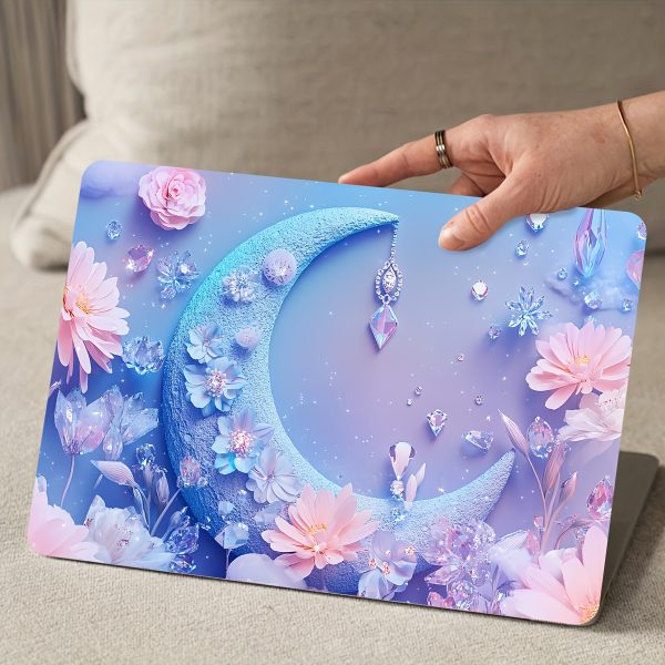 2pcs Aesthetic Vinyl Laptop Cases with Floral & Crescent Moon Design - Scratch-Resistant DIY Art Protective Covers, Easy to Apply & Durable, Non-Adhesive, Universal Fit for Notebooks, Laptop Customization | Whimsical Design | Durable Vinyl Material - Image 8