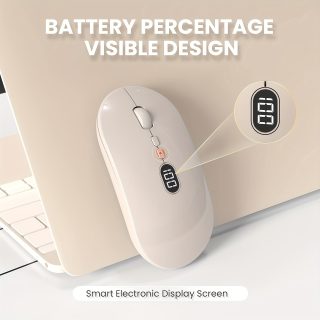 ZIYOULANG Ultra-Slim Wireless Mouse with Battery Display - 2.4G Rechargeable, Quiet Click, 1600 DPI, Compatible with PC, Mac, MacBook - Ideal for Office Use, Clicker Included, Mousepad 2.4G