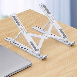 Portable Plastic Laptop Stand - Ergonomic Angle Adjustment, Lightweight Durable Design, Stable Base for Full-Model Support, Desktop Cooling & Workspace Organization - Home & Office Use