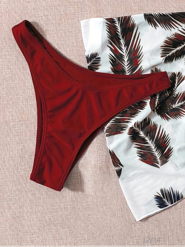 Women'S Red Strapless Bikini with Ruffle Detail - High Stretch Fabric, Solid Color, Stylish Swimsuit for Beach and Pool, Beach Attire|Ruffle Bikini|Stretchable Fabric - Image 5