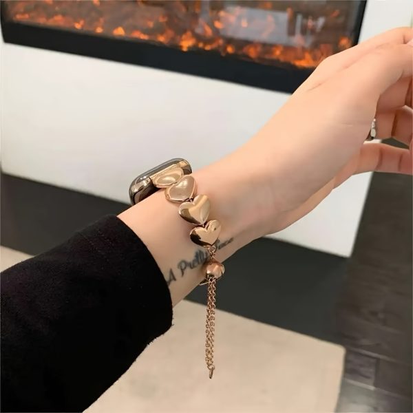 Fashion Women's Heart-Shaped Stainless Steel Metal Smartwatch Strap For Apple Watch38 40 41 42 44 45 49mm Series 1 2 3 4 5 6 7 8 9 SE Ultra Replacement Strap - Image 11