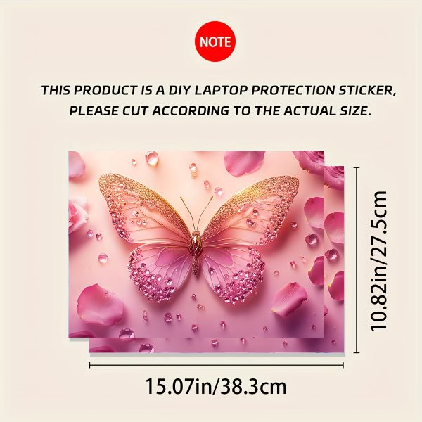 Pack of 2 Butterfly Laptop Art Decal Protective Cases, Universal Netbook Light Beige Stickers Non-Duplicate Use Field Notebook Computer Light Beige Sticker Decals Waterproof and Scratch Resistant - Waterproof, Anti-scratch, Suitable for Laptops, Cars - Image 2