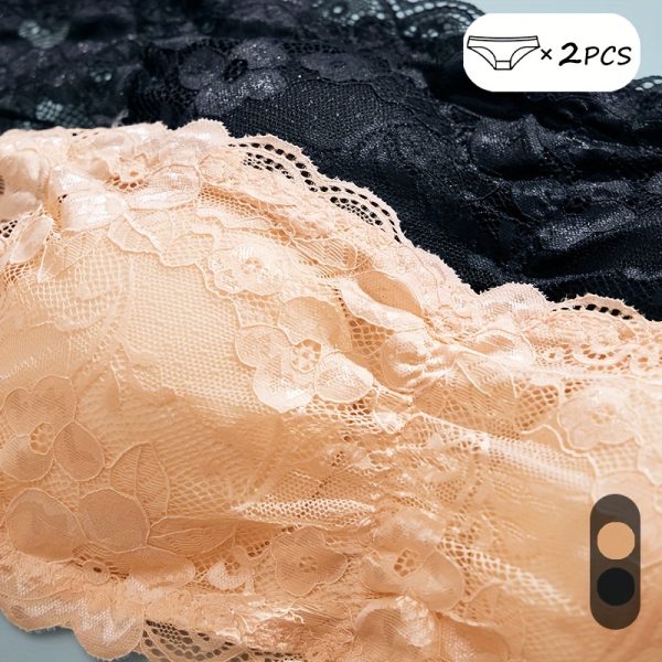 2pcs Solid Floral Lace Strapless Bra, Sexy Comfy Push Up Bra, Women's Lingerie & Underwear - Image 7