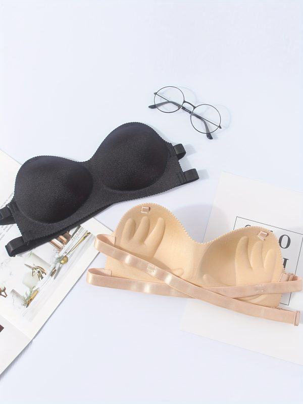 4pcs Women's Strapless Bandeau Bras - Ultra-Thin Seamless Invisible No Underwire Comfort Fit Solid Color Black & Nude for Everyday & Special Occasions - Image 2