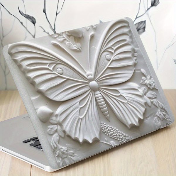 3D Butterfly & Floral Design Laptop Skin - Durable PVC, Easy to Apply, No Residue, 38.99x27.0 cm, Stylish & Protective for Your Laptop, Laptop Skin | Artistic Laptop Cover | Smooth Texture Skin, Butterfly Decor - Image 2