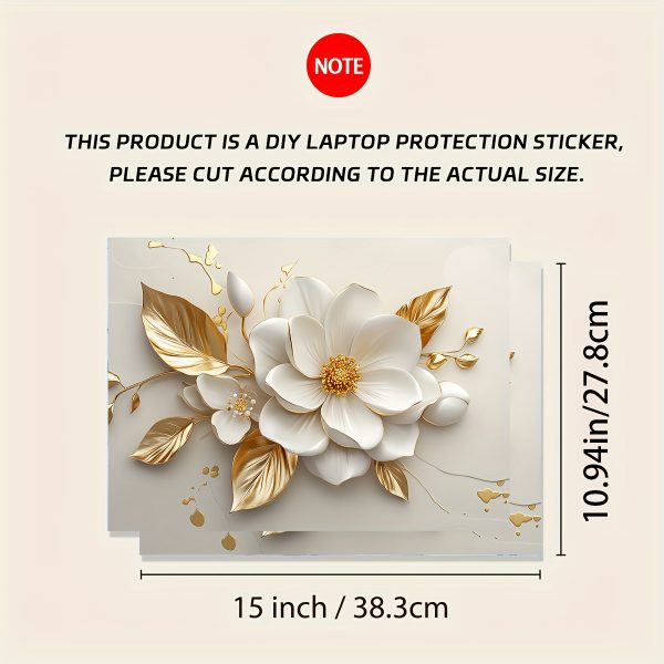Vinyl Laptop Case with Floral Stickers, 2pcs/Set, Scratch-Proof DIY Art Protective Case, Suitable for Laptops - Easy to Paste and Durable Design Suitable for Laptops, Cars, Helmets, Motorcycles, Refrigerator Decoratio - Image 2