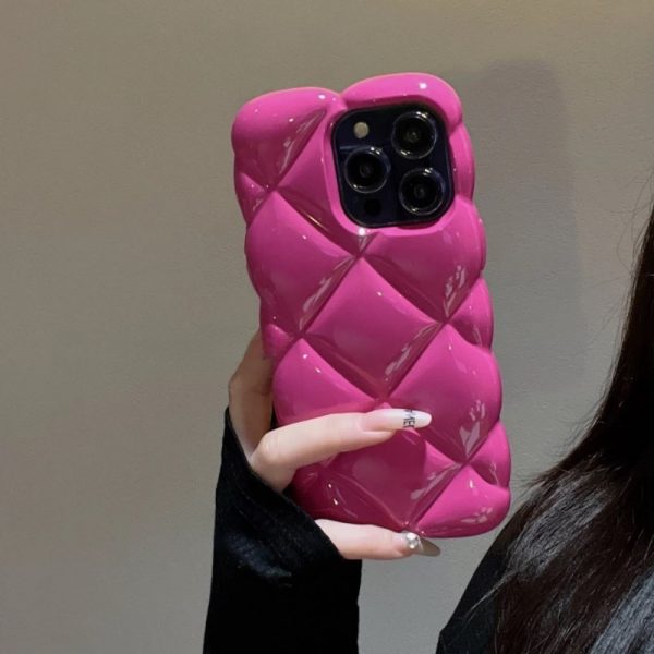 Communication 5A06: A Creative And Trendy Pink Diamond-Patterned Silicone Case Designed for The Iphone 16 Pro Max, Offering Full Protection And Anti-Drop Features, Suitable for Models 15 Pro, 14 Max, 13, And - Image 4