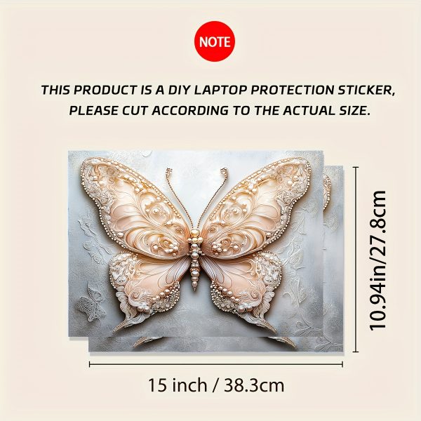 2pcs Butterfly Laptop Art Decal Skins, Universal Notebook Skin, Non-reusable, Cartoon Pattern, Vinyl, Self-adhesive, Waterproof, Scratch-Resistant, for Laptops, Cars, Helmets, Motorcycles, Refrigerator - Image 2