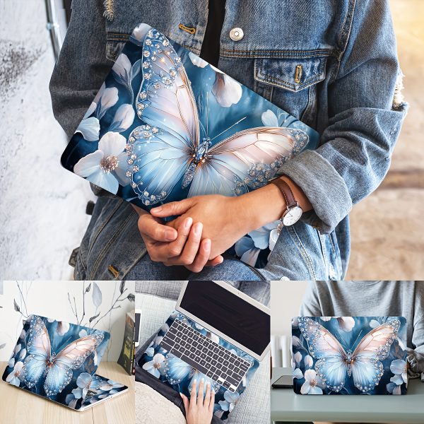Vinyl Laptop Case Butterfly Flower Stickers, 2pcs/set, Scratch-Proof DIY Art Protective Case, Suitable for Laptops - Easy to Paste and Durable Design Suitable for Laptops, Cars, Helmets, Motorcycles, Refrigerator Decoration - Image 6