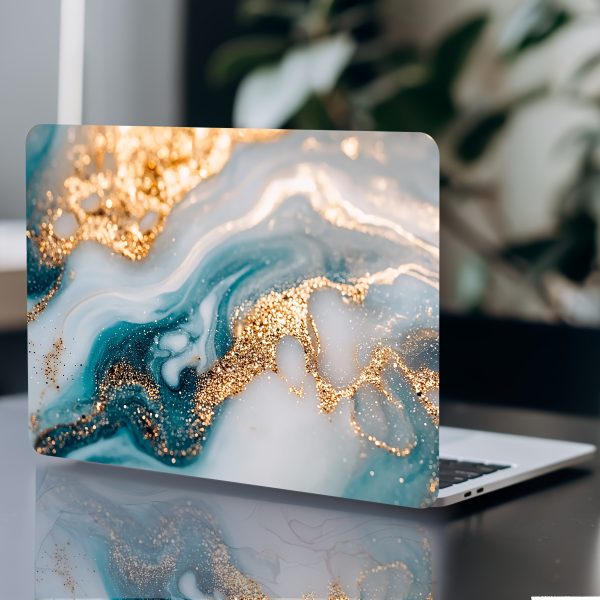 2pcs Elegant Marble & Golden Glitter Vinyl Laptop Skins - Scratch-Resistant DIY Art Protective Covers for Notebooks & Cars - Easy to Apply & Durable Design with Semi-Matte Finish, Notebook Accessories | Elegant Design | Durable Vinyl, Laptop Sleeve - Image 8