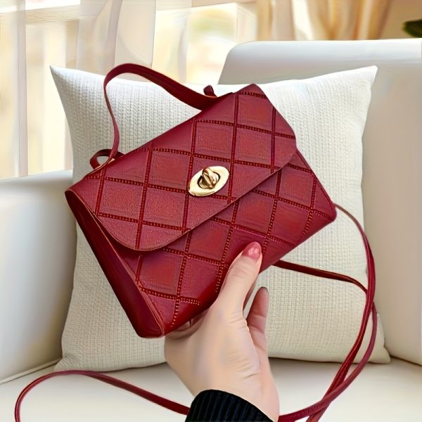 Fashionable lady's mini handbag - Fashion black with striped design, perfect for daily commuting. Women's quilted crossbody handbag, small top handle clutch, designer handbag, handbag, handbag - Image 7
